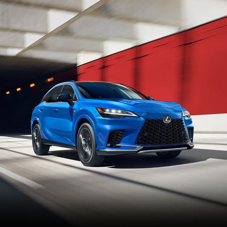 Exterior of the Lexus RX F SPORT shown in Grecian Water.